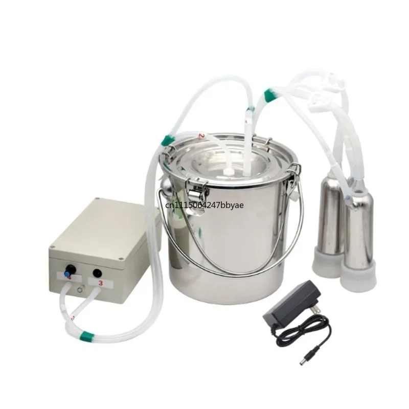 5L Automatic Pulse Milking Machine, Vacuum Pump Bucket with Adjustable Intensity for Cow, Goat, Sheep Farm Breeding