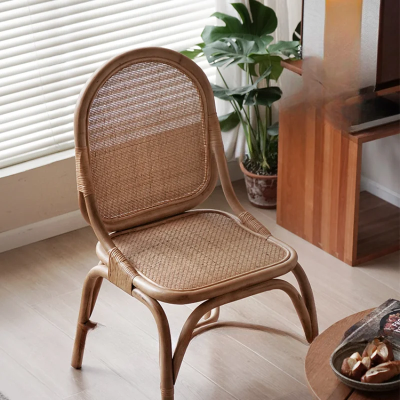 Rattan dining chair Home woven backrest Book desk chair  rattan  Home balcony Leisure