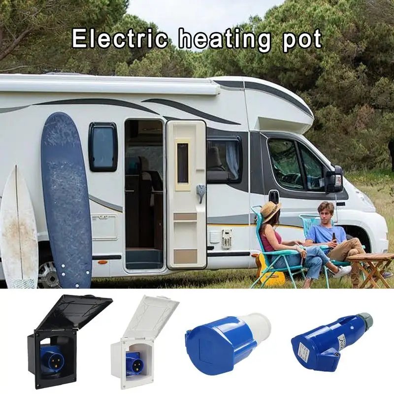 RV Outlet Box RV Outlet Plug Box Waterproofing Utility Trailer Accessories Portable RV Power Socket For Trailers RV Travel Car