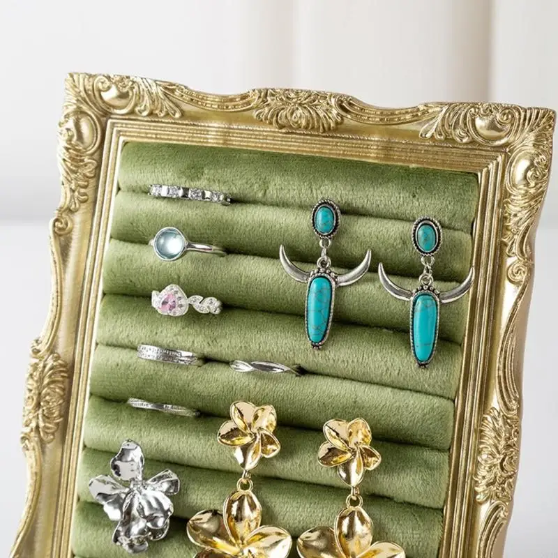 Vintage Frame Velvety Jewelry Display Stand For Rings Earrings Colorful