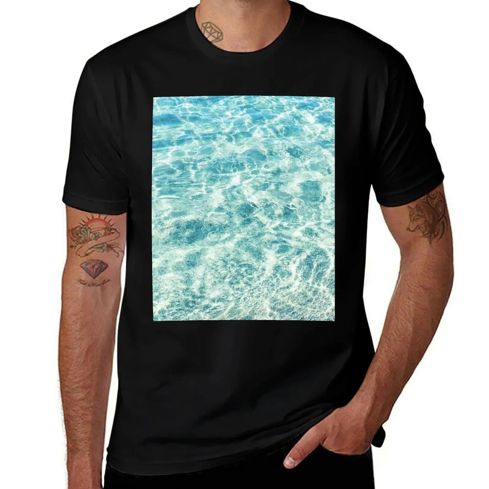 

Crystal Clear Aqua Blue Ocean Water T-Shirt t shirts for man pack white black cotton t-shirt plain for man package