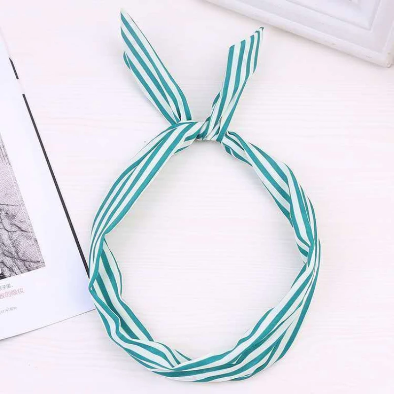 Internet Celebrity Stripe Hair Accessories Iron Wire Cross Knotted White Dot on Red Background Activity Rabbit Ears Bow Headband