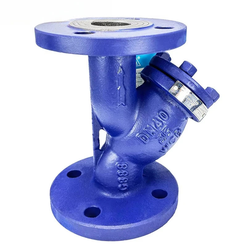 Angled cast steel high temperature water valve filter ISO standard