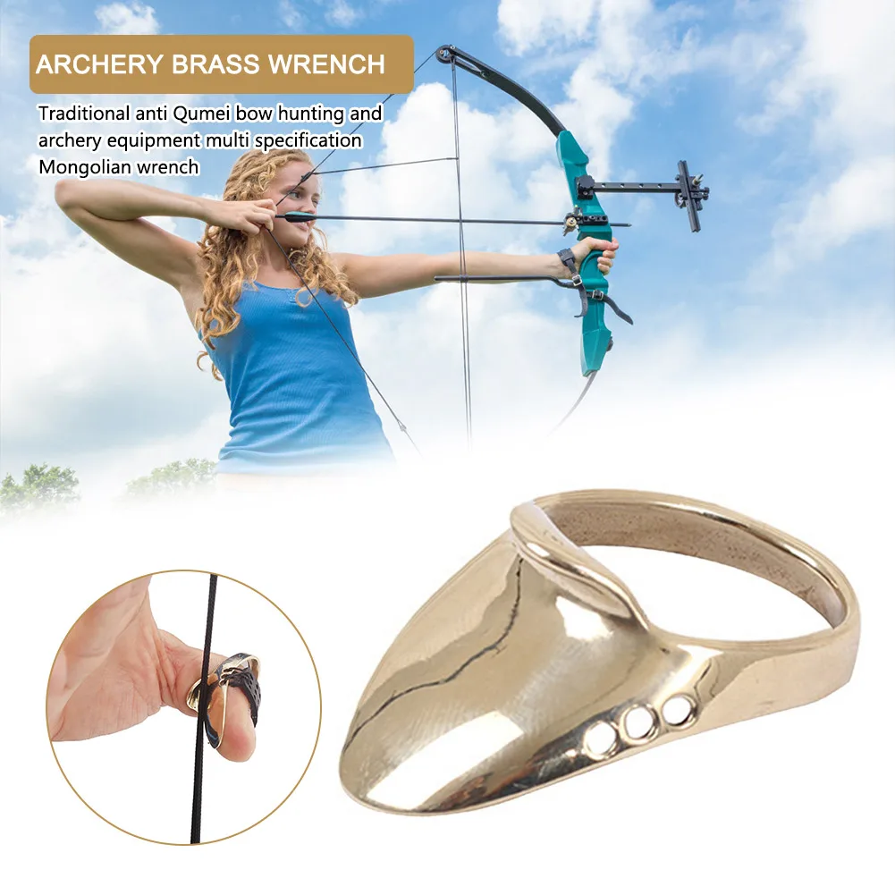 Lightweight Sports Recurve Arrow Trigger Finger Brass Archery Thumb Guard Ring