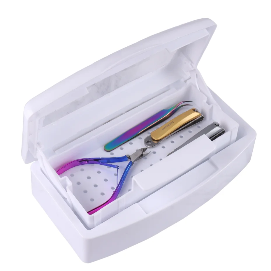 

Nail Tools Disinfection Box Keep Your Nail Tools Clean and Sterilized for Steel Metal Nipper Tweezers and Equipment Storage Tool