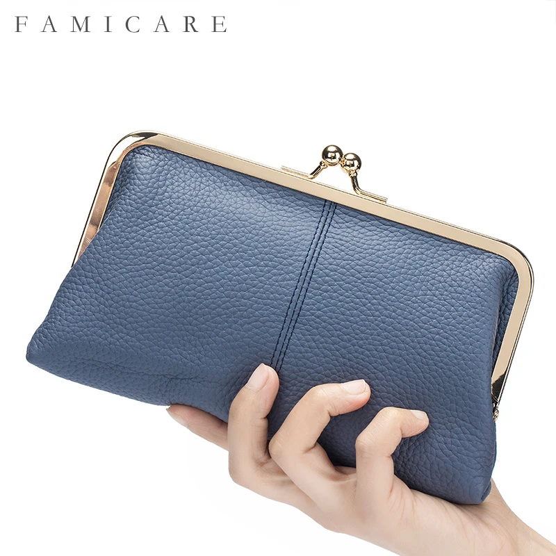 

Женская модная длинная сумка на клипсе, новинка 2025, длинный кошелек из зернистой кожи, минималистичный просторный клатч высокого качества