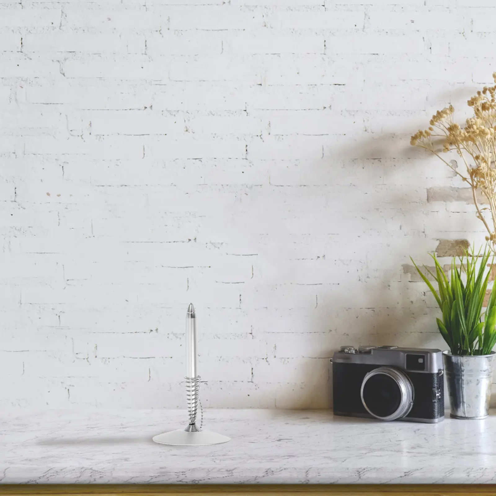 

Metal Spring Desk Pen Secure Chain Attachment Gel Ink Smooth Writing Reception Counter Signing Office Accessories