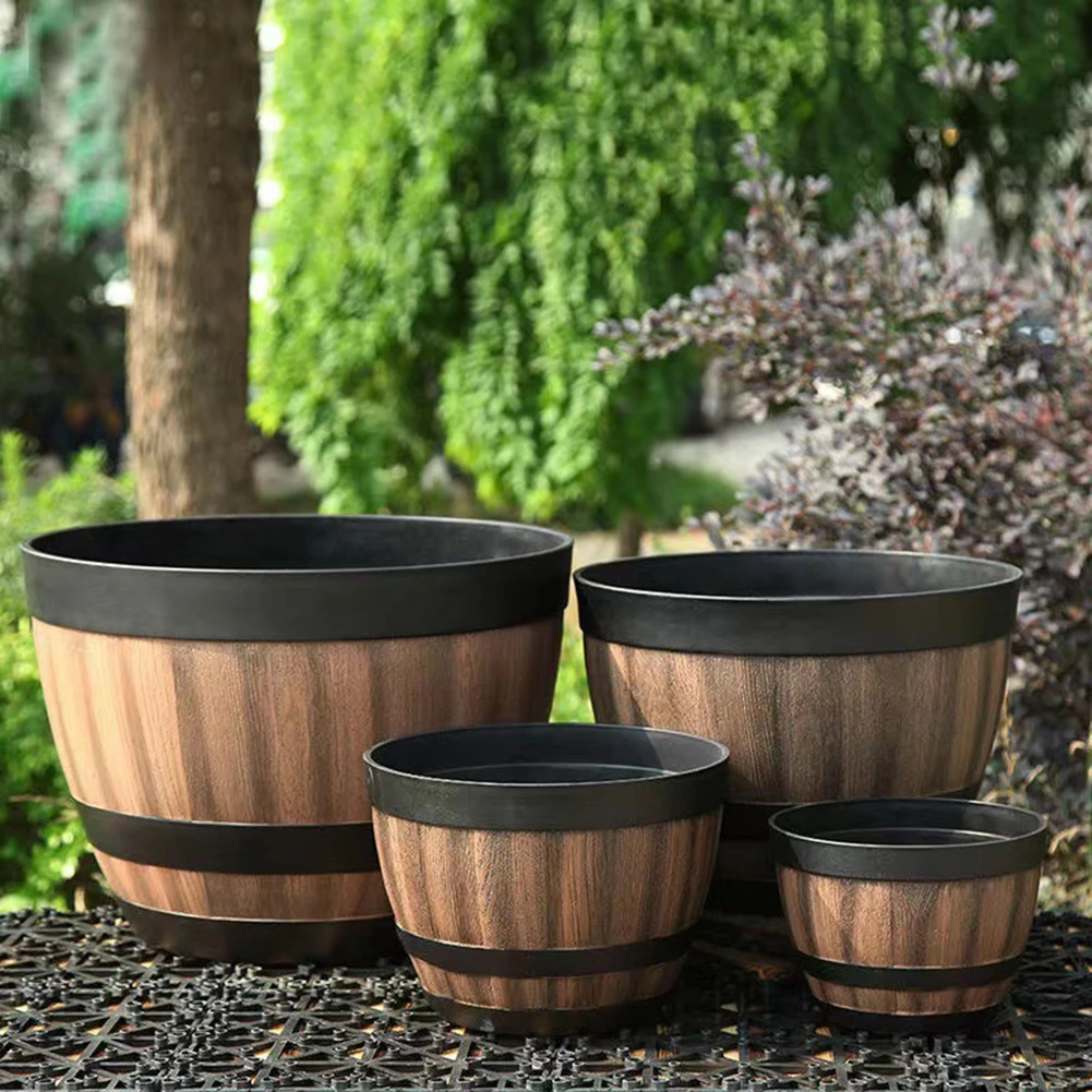 Plastic Flower Pot Resin Thick Balcony Courtyard Retro Flower Pot Vintage Thickened Balcony Garden Garden Pots