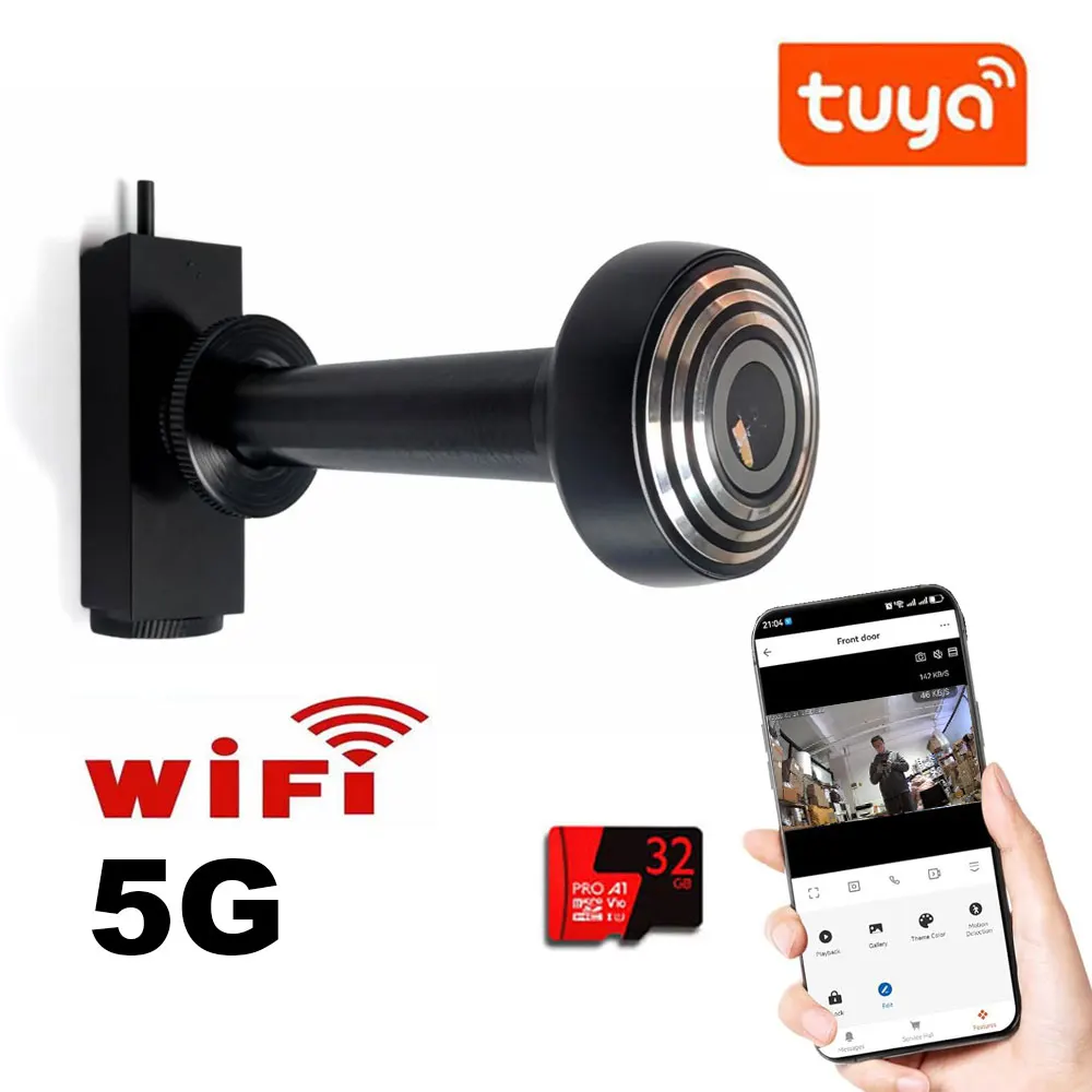 14-мм дверная камера Tuya с видеоглазком, Wi-Fi 2.4G/5G, мини-камера с датчиком движения, видеоглазок ONVIF RTSP для домашней безопасности
