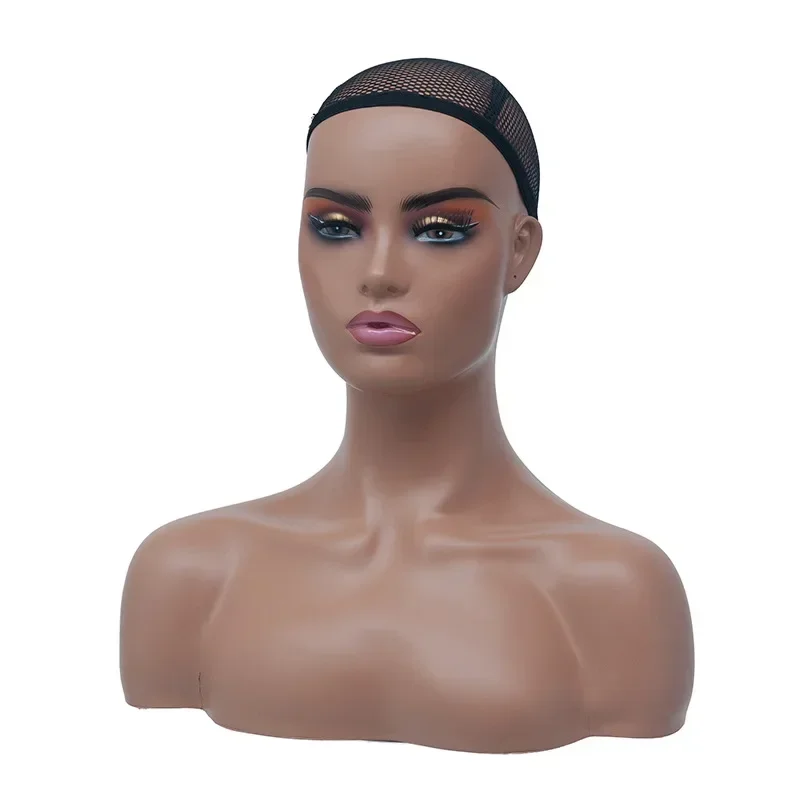 European American Model Manikin Head Display Props Realistic Female Mannequin Head with Shoulders Bust for Wigs