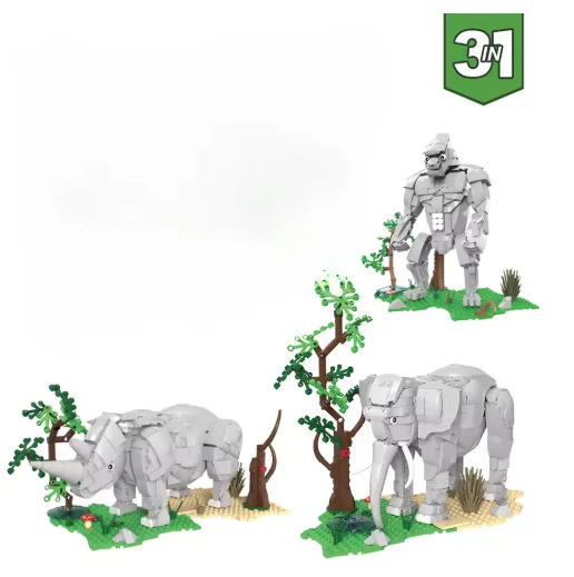 Moc oceano deserto africano pastagem leão rinoceronte veados blocos de construção conjunto bonito zoológico animal brinquedos para crianças presentes do feriado aniversário