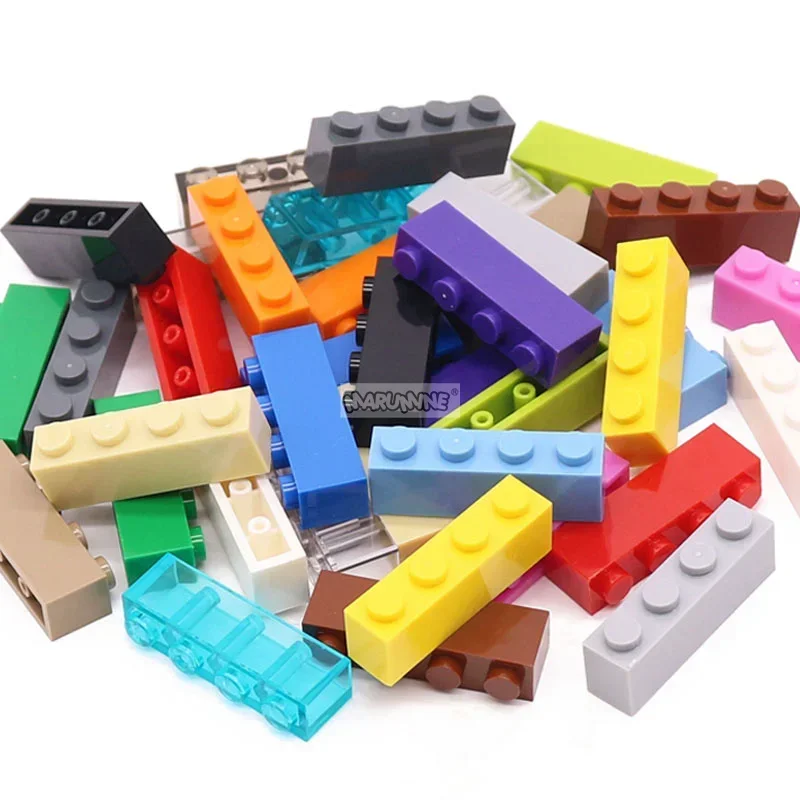 MARUMINE 100PCS/Lot 1X4 Dots Idea MOC Bricks Designer Building Blocks Accessories Parts 3010 DIY Educational Toys for Children