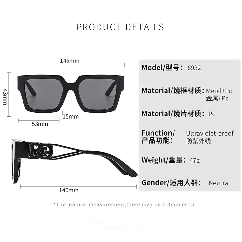 Vintage Luxury Designer Oversized Square Sunglasses Women Fashion Anti-reflective Retro Sun Glasses Ladies Eyewear Oculos UV400