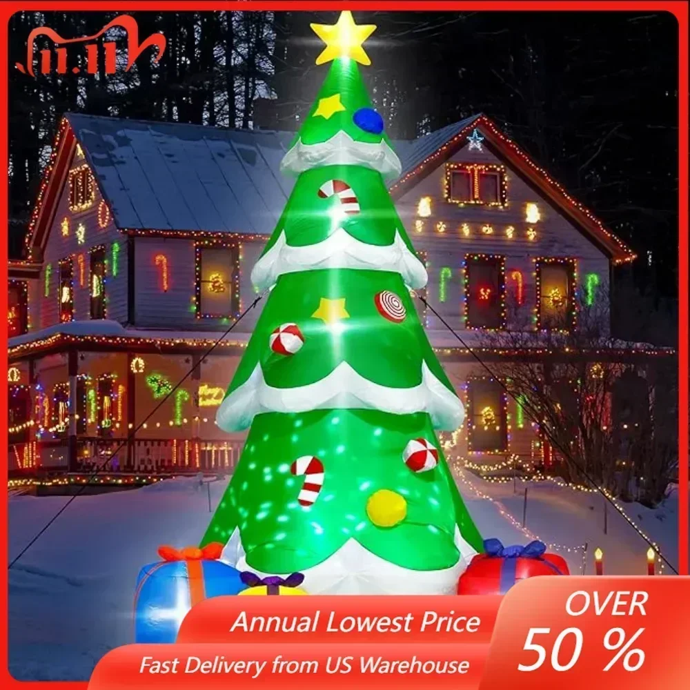 

Sold out 12FT Christmas Tree Inflatables, Giant Blow Up Christmas Tree with Boxes, Colorful Lighted Up,Rotating Snowflake Lamp.