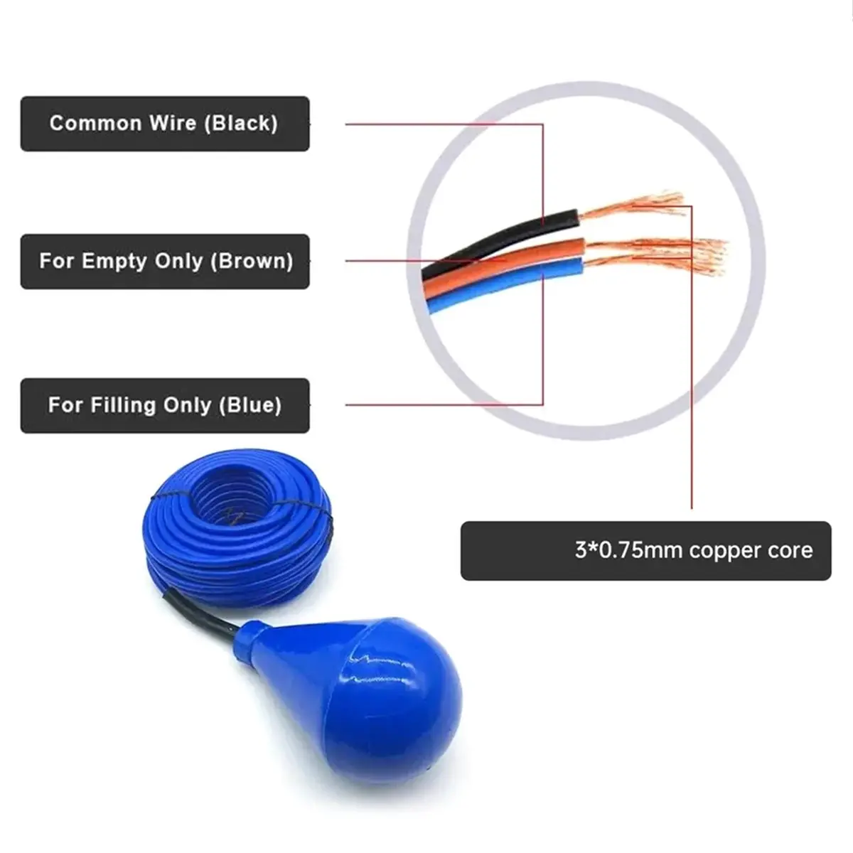 DT35BG 5M10M Length Float Switch Stable Performance Cable Type Liquid Level Controller Water Level Sensor Water Tower Sewage A