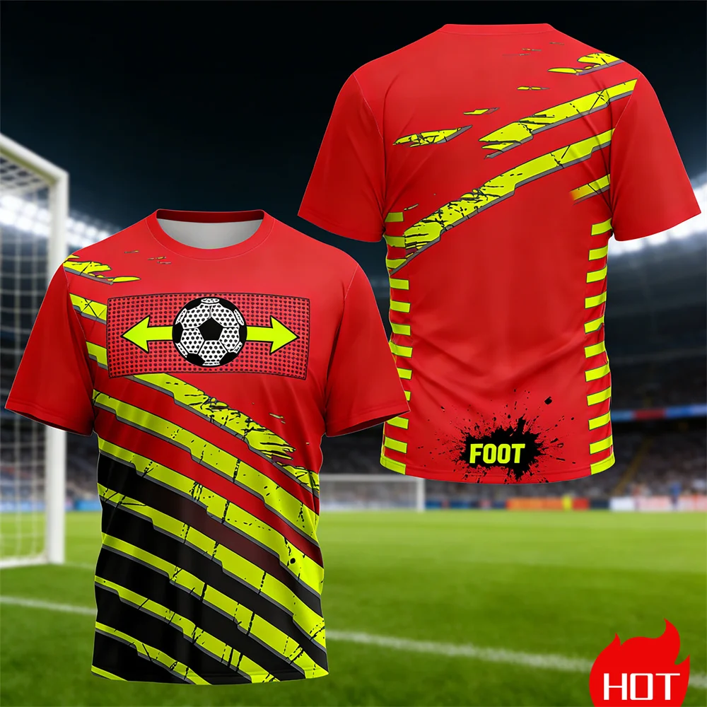 Summer t shirt for man football print round neck T-shirt Quick drying Green jersey new breathable Sports T-shirt clothes for man