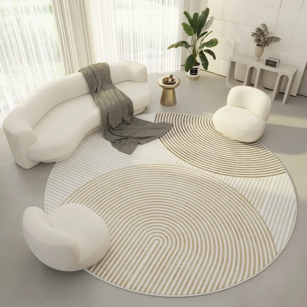 

Ultra-Soft Vintage Round Rug, Modern Textured Floor Mat for Indoor Use, Carpet for Living Room