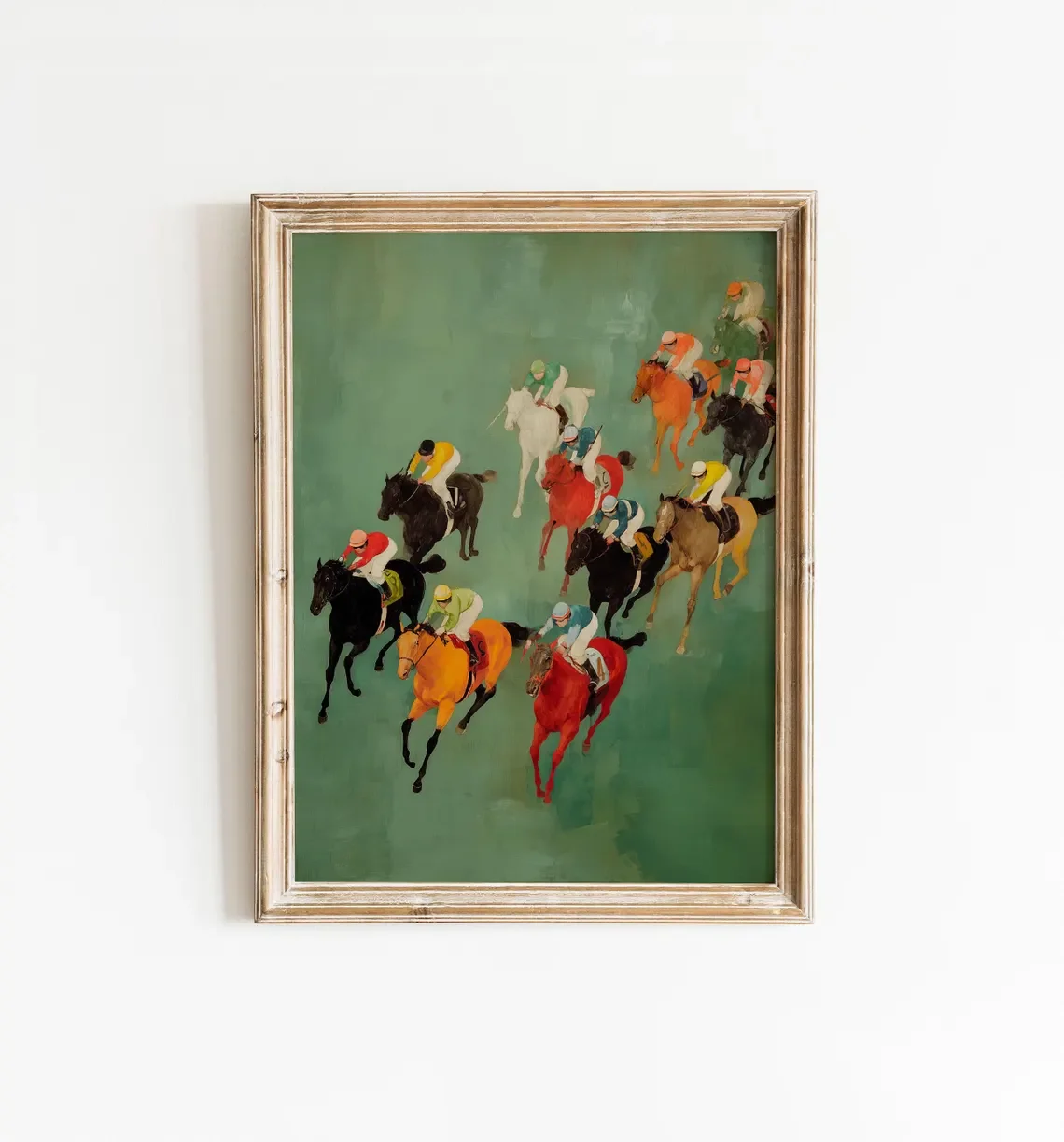 Vintage Pferderennen DRUCKBARE Wandkunst |   Moderne Reitsport-Heimdekoration |   Bunte Jockeys als Digital Download |   Lebendiger Kunstdruck