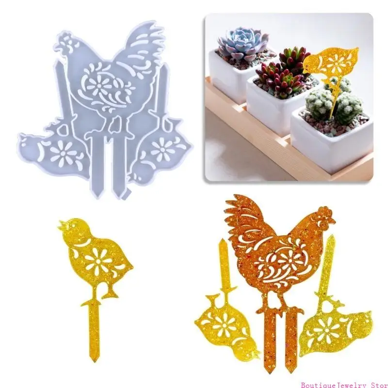 E1PE Plant Labels Resin Molds Garden Silicone Molds Animal Plant Marker Labels Epoxy Casting Molds DIY Craft Tool