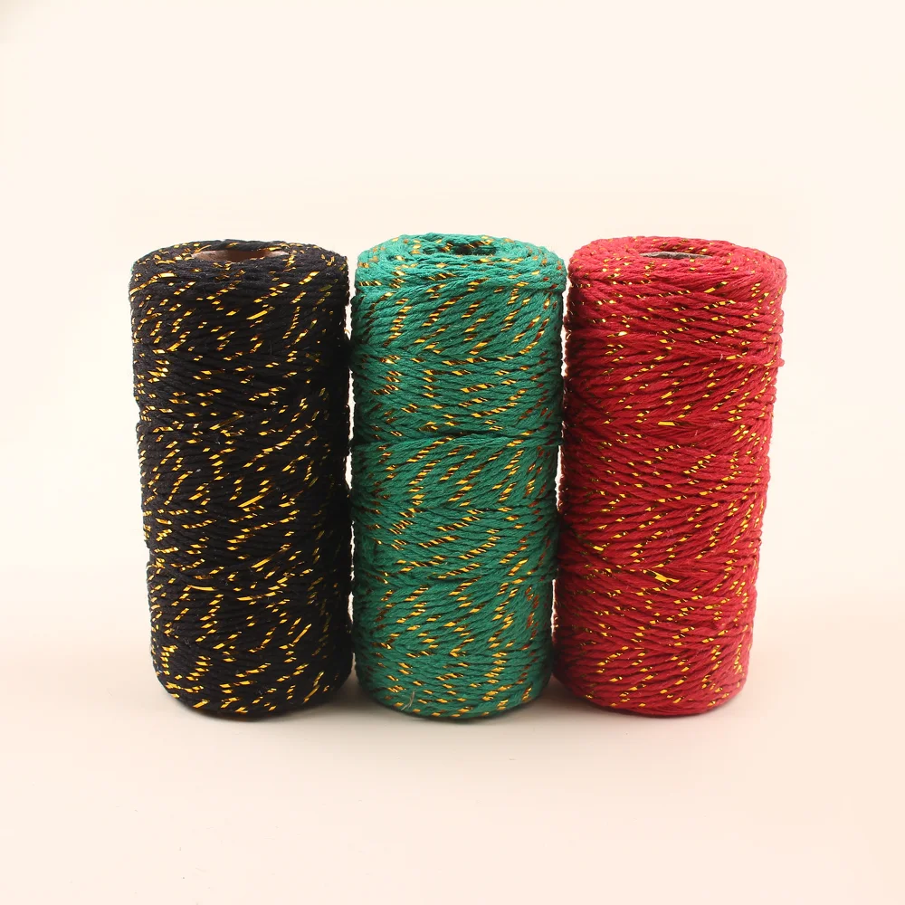 100m/roll 2mm Cotton Cord Colorful Cotton Rope Jute Twine for Home Decor Handmade Christmas Gift Packing Craft DIY Wrapping Gift