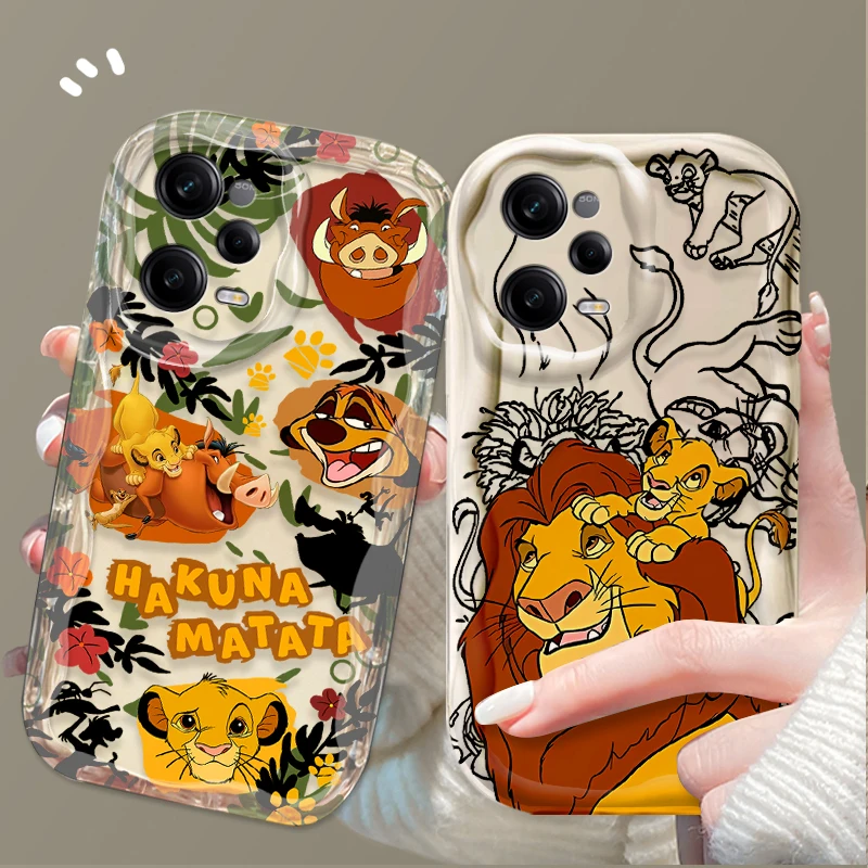 Cartoon Disney Lion King 3D Wave Case For Xiaomi Redmi Note 13 12 Pro Plus 4G 5G 12S 11S 11 10 10S 9 9S Redmi 14C 13C 12C A3