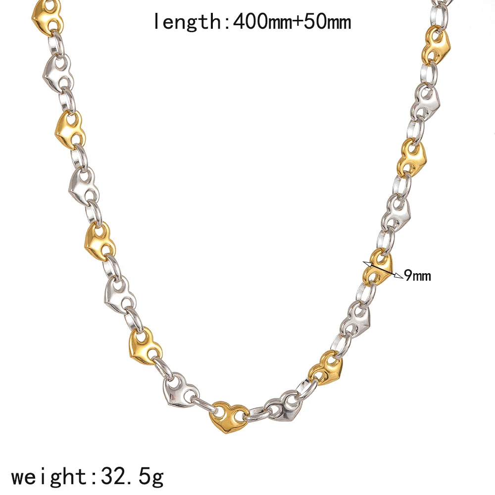 Modisches Edelstahl-Armband- und Halsketten-Set in Goldfarbe mit Mikro-Strass-Herzanhänger, Schmuckgeschenk – Detail 11