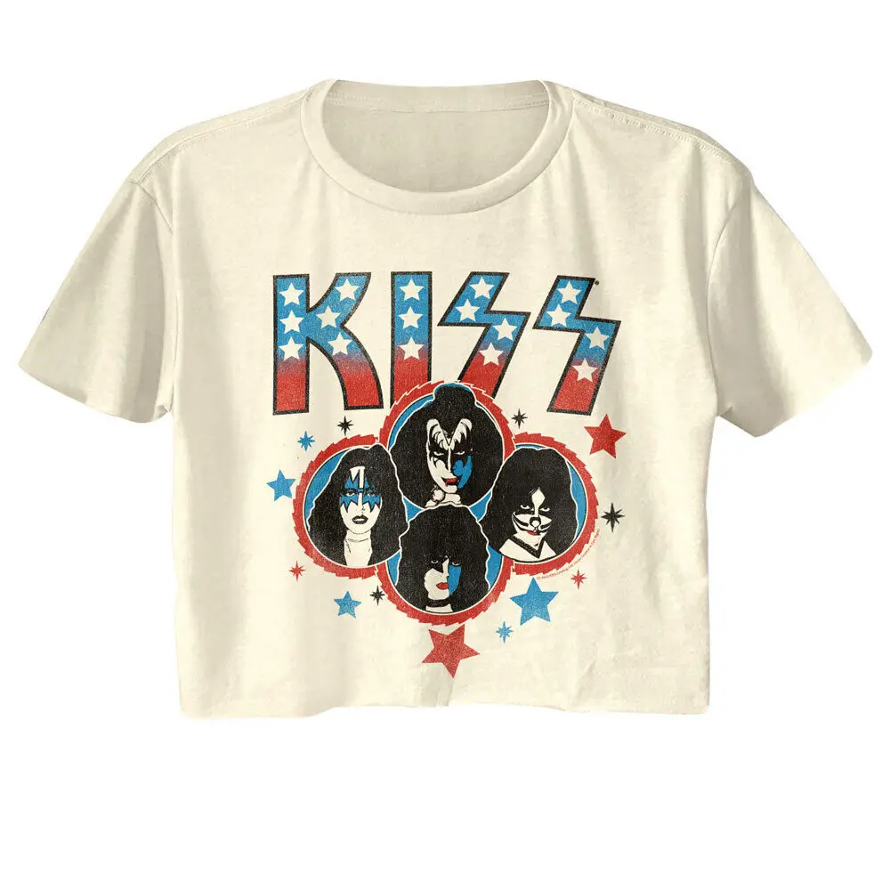 Kiss All American Glam Rock Band Women's Crop Top Album Concert Tour Merch T Shirt