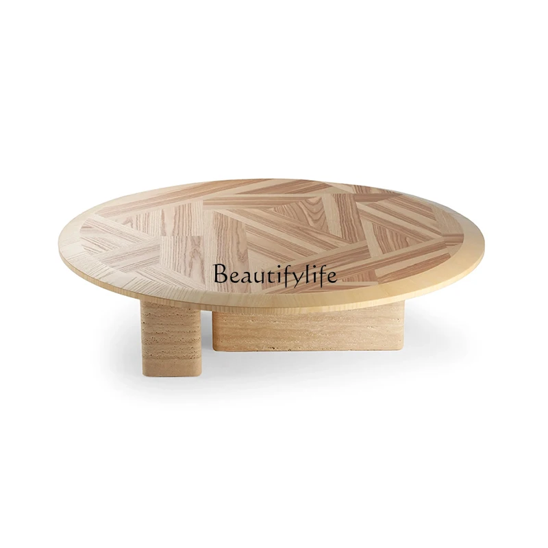 

Modern simple log coffee table living room creative tea table