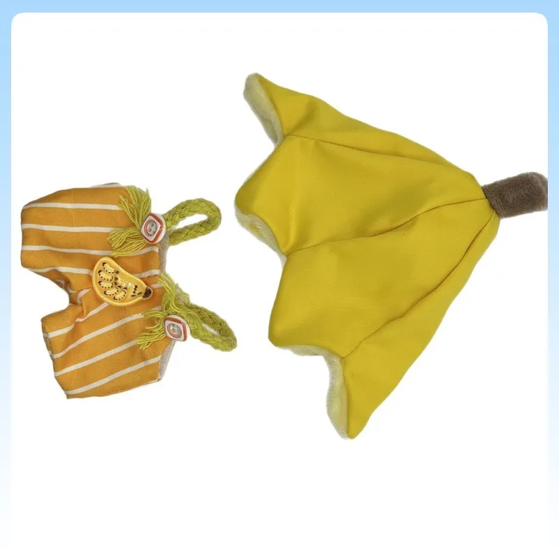 

Одежда для куклы Labubu, комплект шляпы и комбинезона «банан», совместимый с виниловым плюшевым брелоком V1V2V3, аксессуары для смены костюма