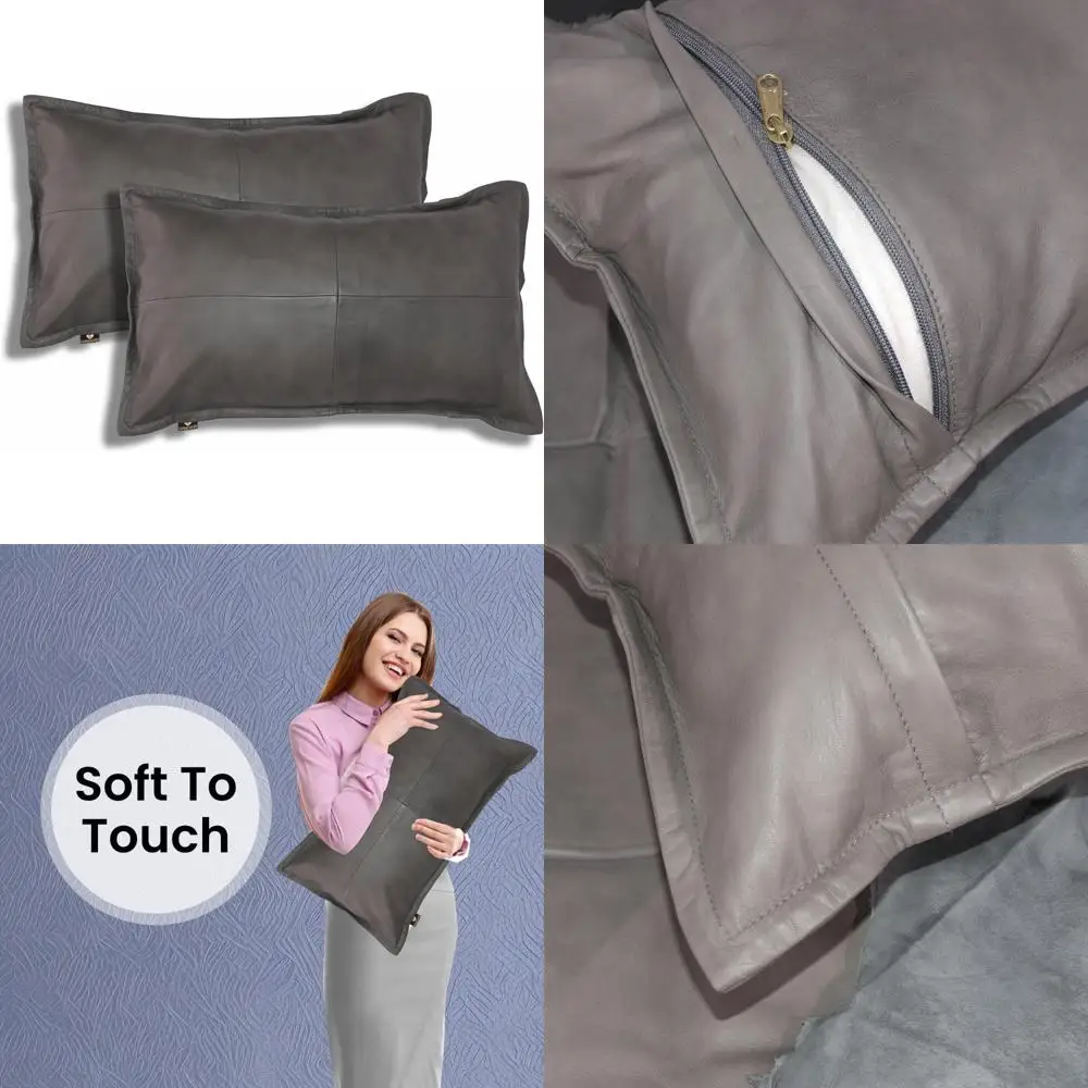 غطاء وسادة من جلد الخراف - غطاء وسادة أريكة من الجلد الطبيعي بنسبة 100% لغرفة المعيشة وغرفة النوم، أغطية رمي مزخرفة، 12x #1