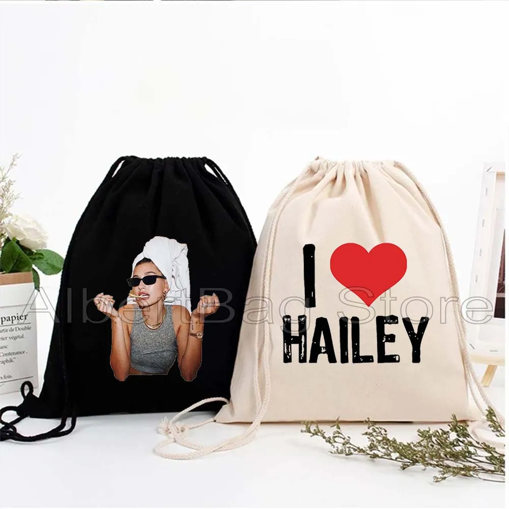 

Funny Cute Fashion Hailey Bieber Heart Queen Girl Cotton Drawstring Bags Soccer Backpack Gym Sackpack Gifts Canvas String Bag