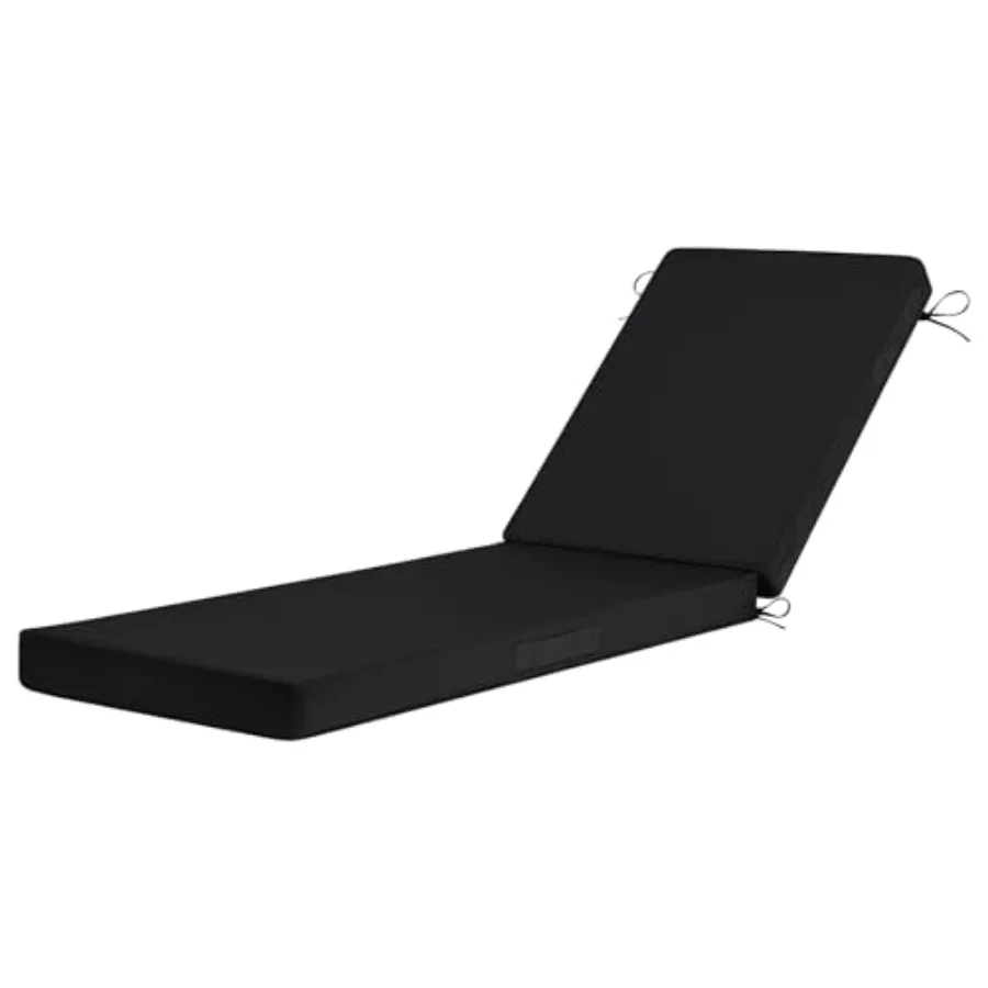 

Chaise Lounge Cushions Outdoor, 3-Layer Waterproof Outdoor Furniture Cushions with Removable Cover and 4 Ties, 72"x21"x3" Patio