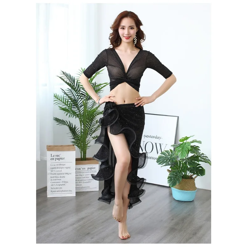 Customized New Belly Dance Costumes Practice Dress with Hip Scar Skirt Set Oriental Dance Wear Sexy Adult Women's Clothing