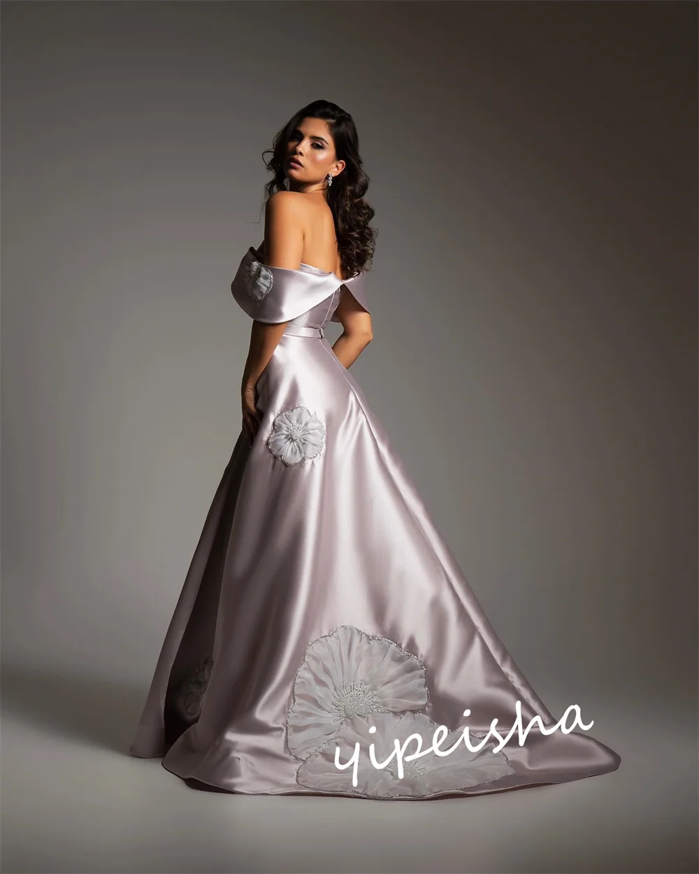 Jiayigong Sparkle Exquisite  Prom Satin Applique Party  Gown Off-the-shoulder Bespoke Occasion  Floor Length