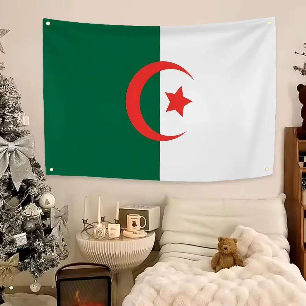 Heritage Country Algeria Flags Aesthetic Wall Hanging Flag Banner Bedroom Living Room Home Decor Large HD