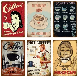 Vintage Tin Sign Plaque Metal Plate Wall Art Posters Metal Sign Retro Decor Coffee For Kitchen Bar Cafe Room Retro Iron Painting