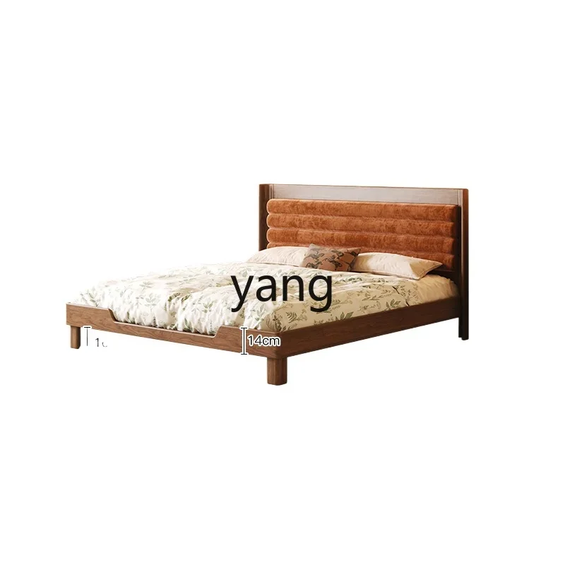 

LMM retro solid wood bed simple master bedroom 1.8 meters soft bag double bed