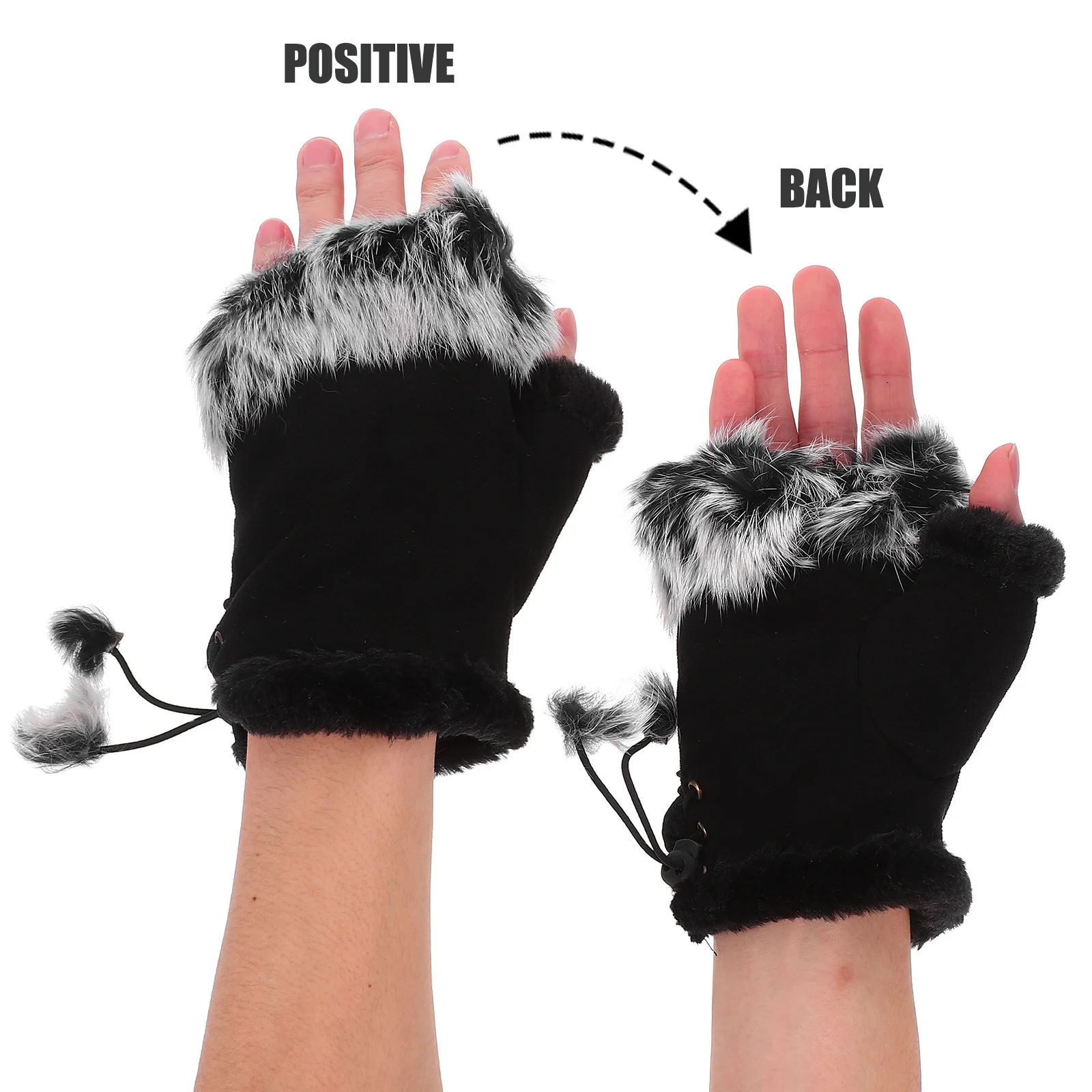 زوج واحد من قفازات نصف اصبع للنساء للشتاء الدافئ من الصوف بدون أصابع لتدفئة اليد القصيرة كهدية لركوب الدراجات بشاشة تعمل باللمس (أبيض)