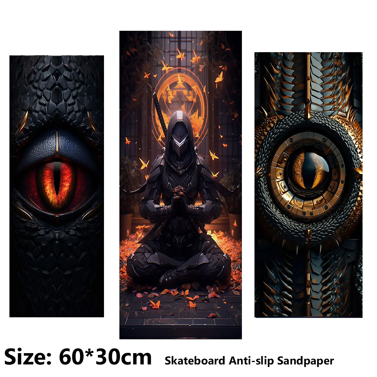 Bright Dragon Eye Pattern Electric Scooter Anti-slip Sticker Sandpaper Coated Sandpaper Skateboard Grip Tape Sheet 60*30cm