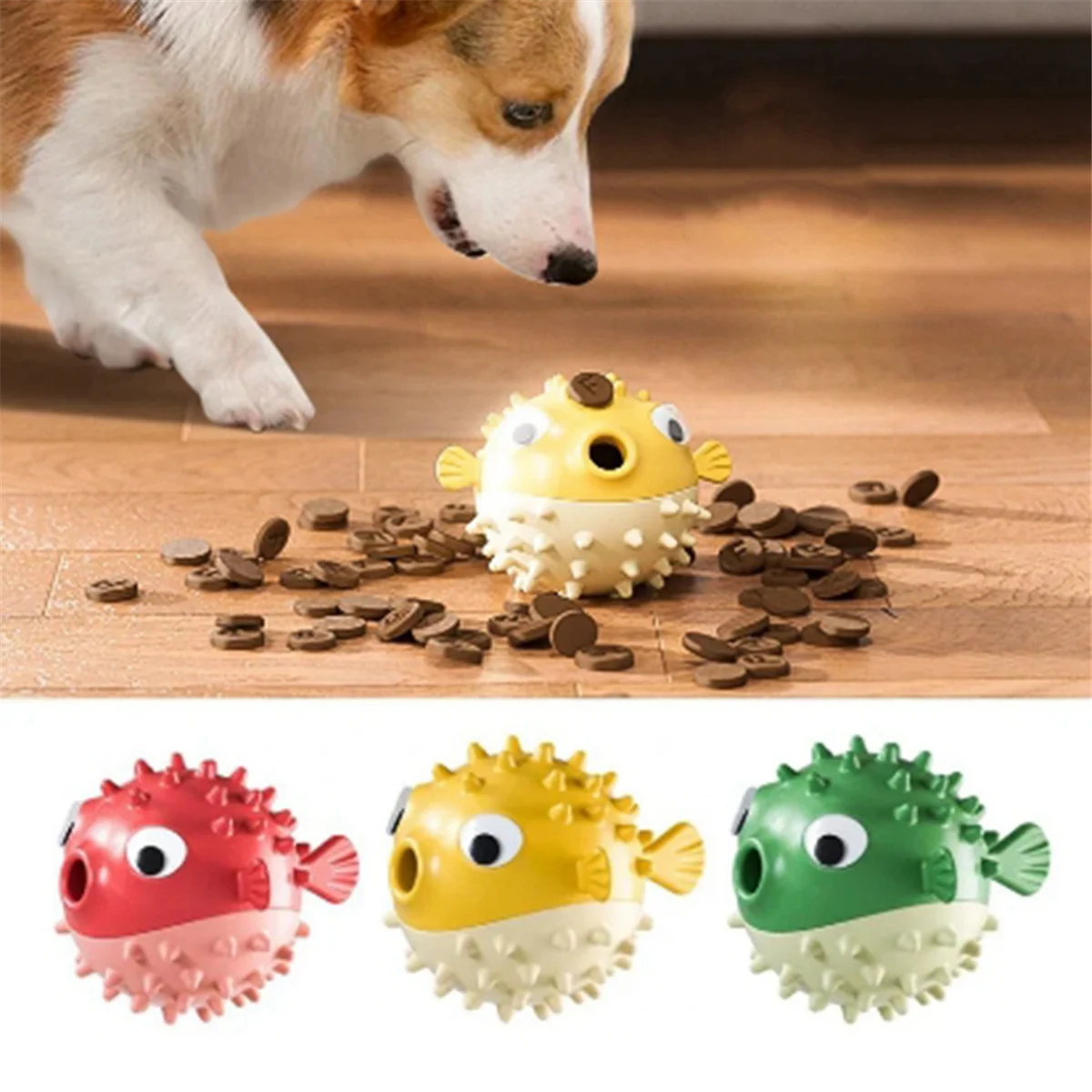 Dog Leakage Food Ball Fish Shape Molar Bite Resistant Toys Dog Teeth Cleaning Ball Food Leakage Chewing Toy Red