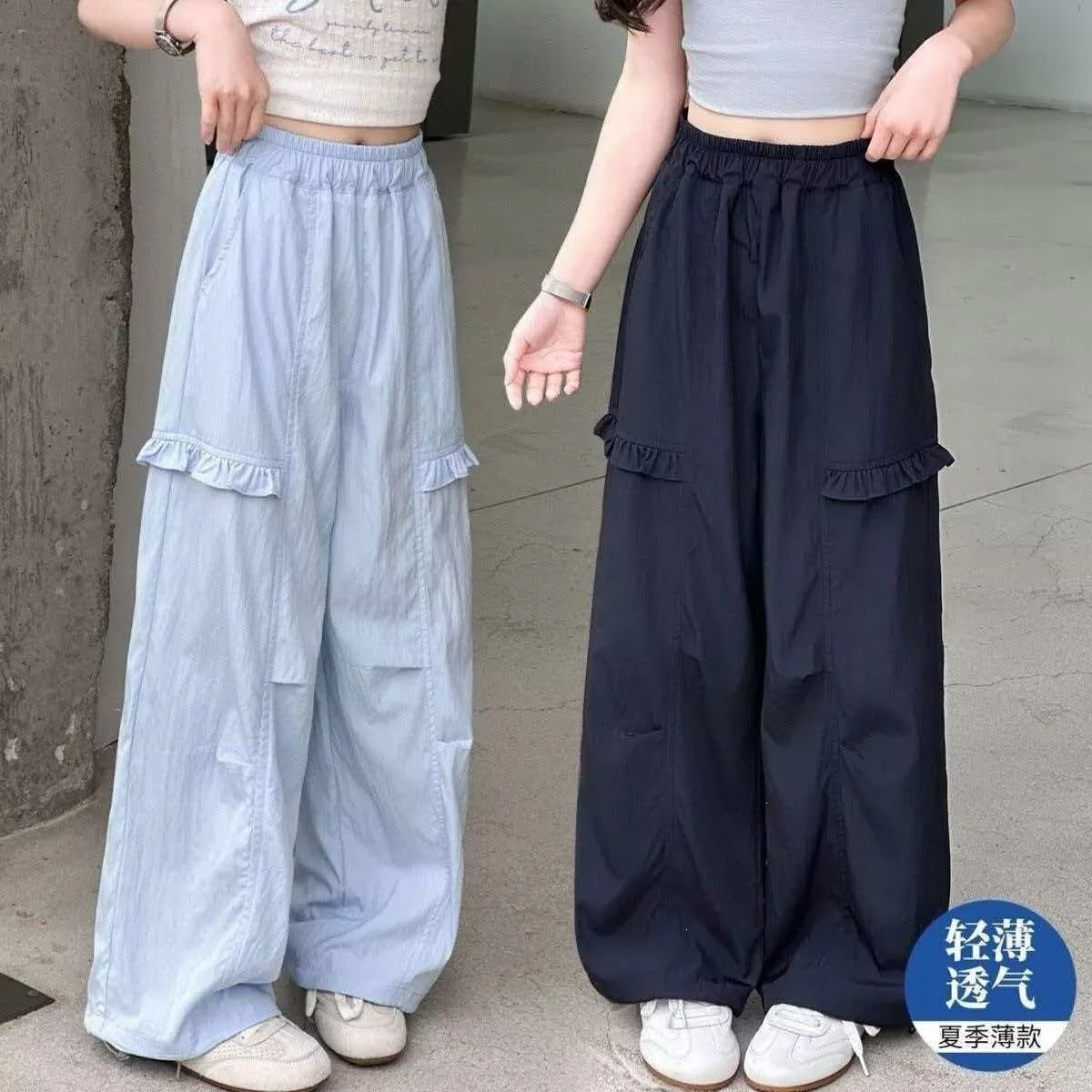 2026 New Girls Summer Pants Lightweight Breathable Anti-mosquito Quick Dry Cargo Trousers for Teen Girls & Junior High Students