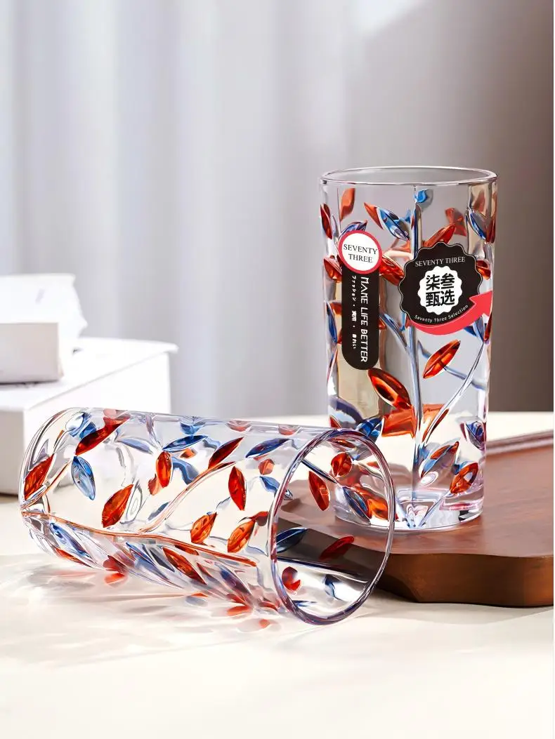 

HeY LiLac Starry Shine Hand-Painted Vine Glass Tumbler -Elegant Tall Slim & Cute Short Compact Glass Cup