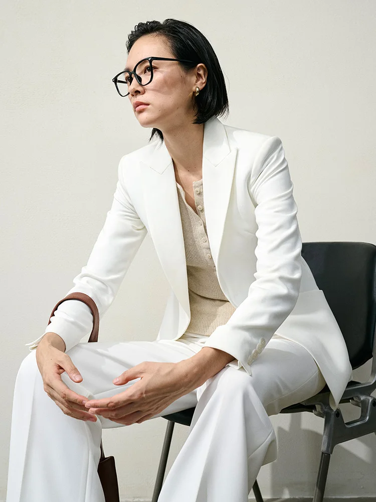 

Новый женский деловой костюм-двойка белого цвета для работы, осень 2025, из полиэфирного волокна, формальный, не мнется