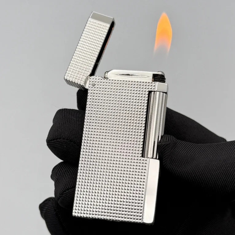 Paris Nail Grain Hammered Texture Soft Flame Metal Butane Lighter Luxury Collectible Gift