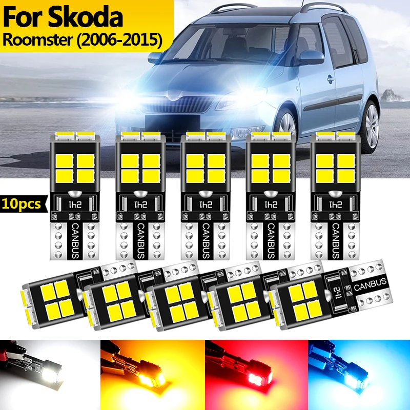 

10 шт. для Skoda Roomster 2006-2015 яркие белые светодиодные габаритные огни, стояночные лампы W5W T10 194 Canbus, автомобильные аксессуары