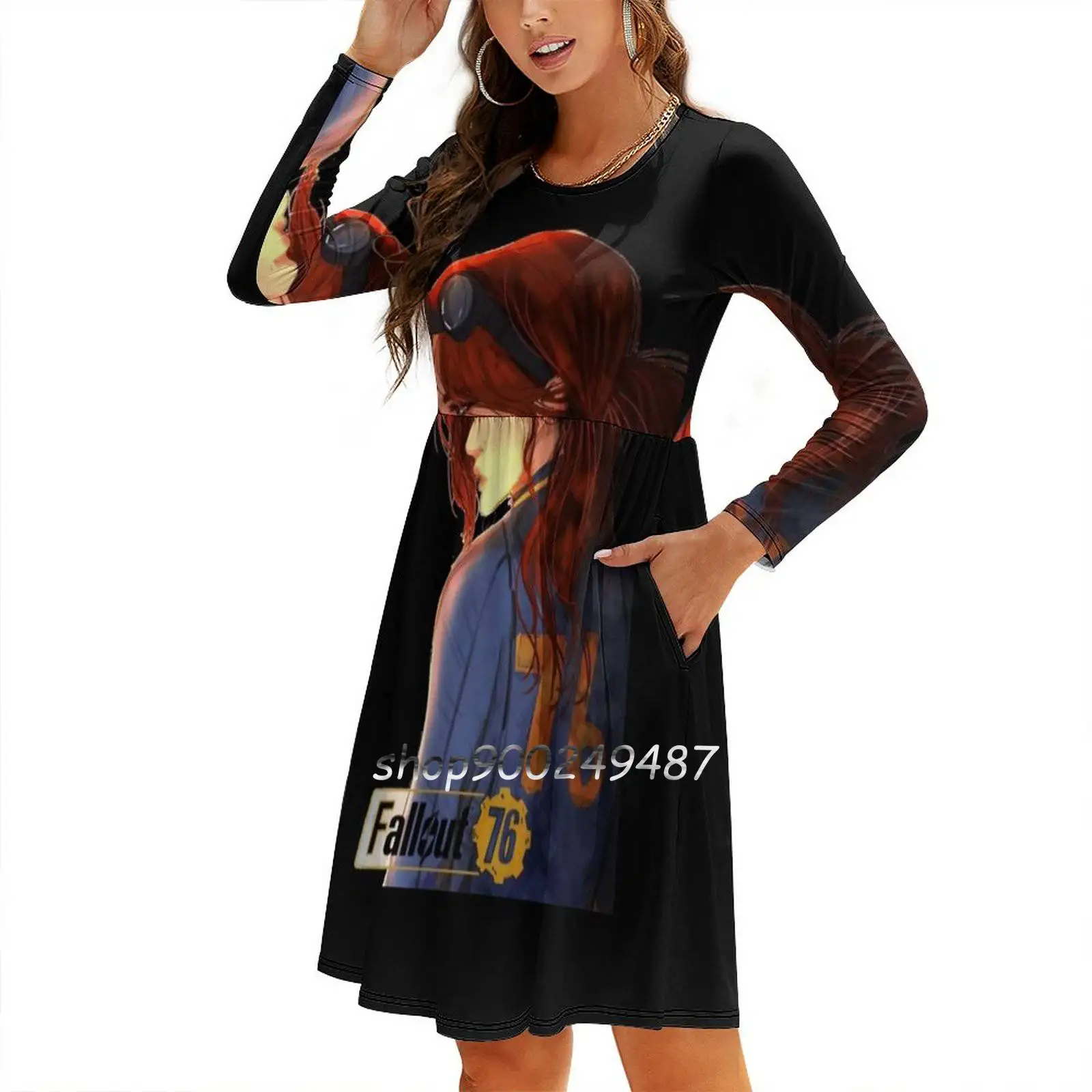 Fille Robe Mince Avec Creux Taille Automne Hiver Sexy Col en V À Manches Longues Robes Fraternité D'acier Nv Fnv New Vegas New Vegas 3