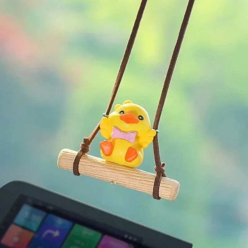 Cute Cartoon Swinging Duck Pendant, Car Rearview Mirror Hanging Ornament, Auto Interior Decor, Couple Ornament & Birthday Gift