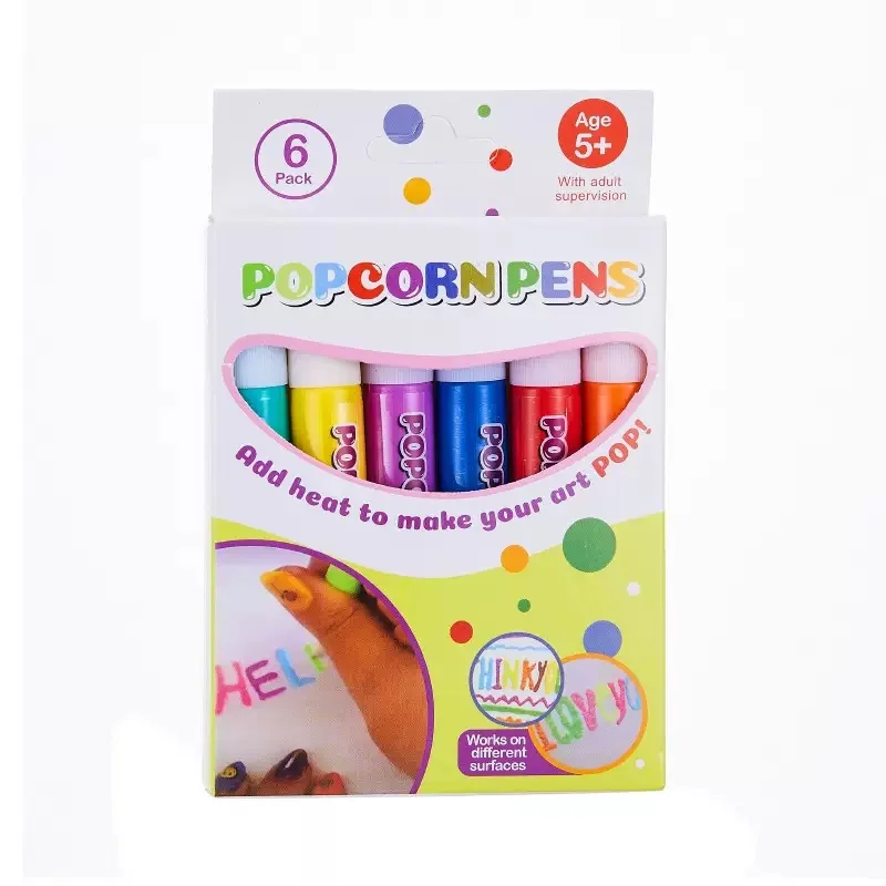 6 pçs/set nova caneta pipoca exótica multifuncional espuma marcador caneta notebook crianças caneta mágica diversão caneta fofa 3d bolha caneta
