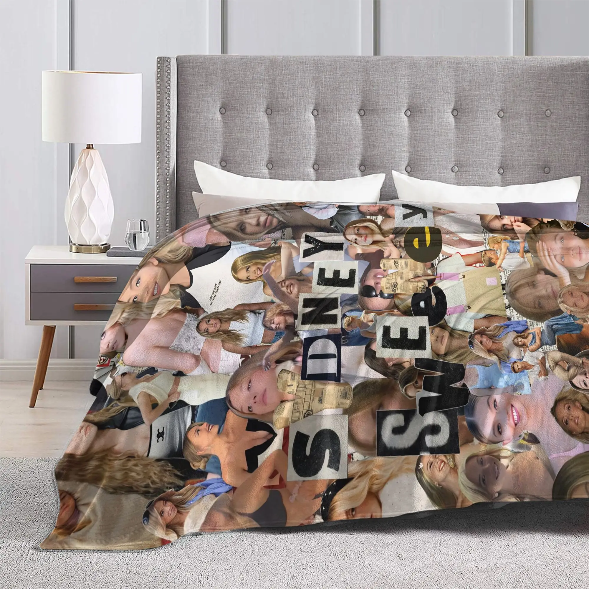 سيدني سويني الممثلة الأمريكية صورة نمط بطانية جودة دافئة لينة رمي بطانية الشتاء السفر مكتب المفرش في الهواء الطلق