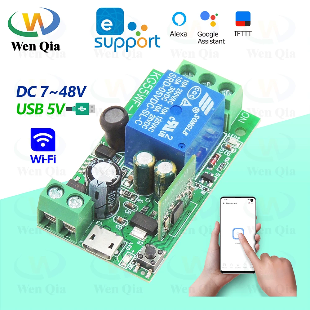 EWelink WiFi Smart Switch,USB 5V 12V 24V 48V Relay Module,Alexa Google Home Voice Control,for Lamp/Garage Door System/DIY Switch 